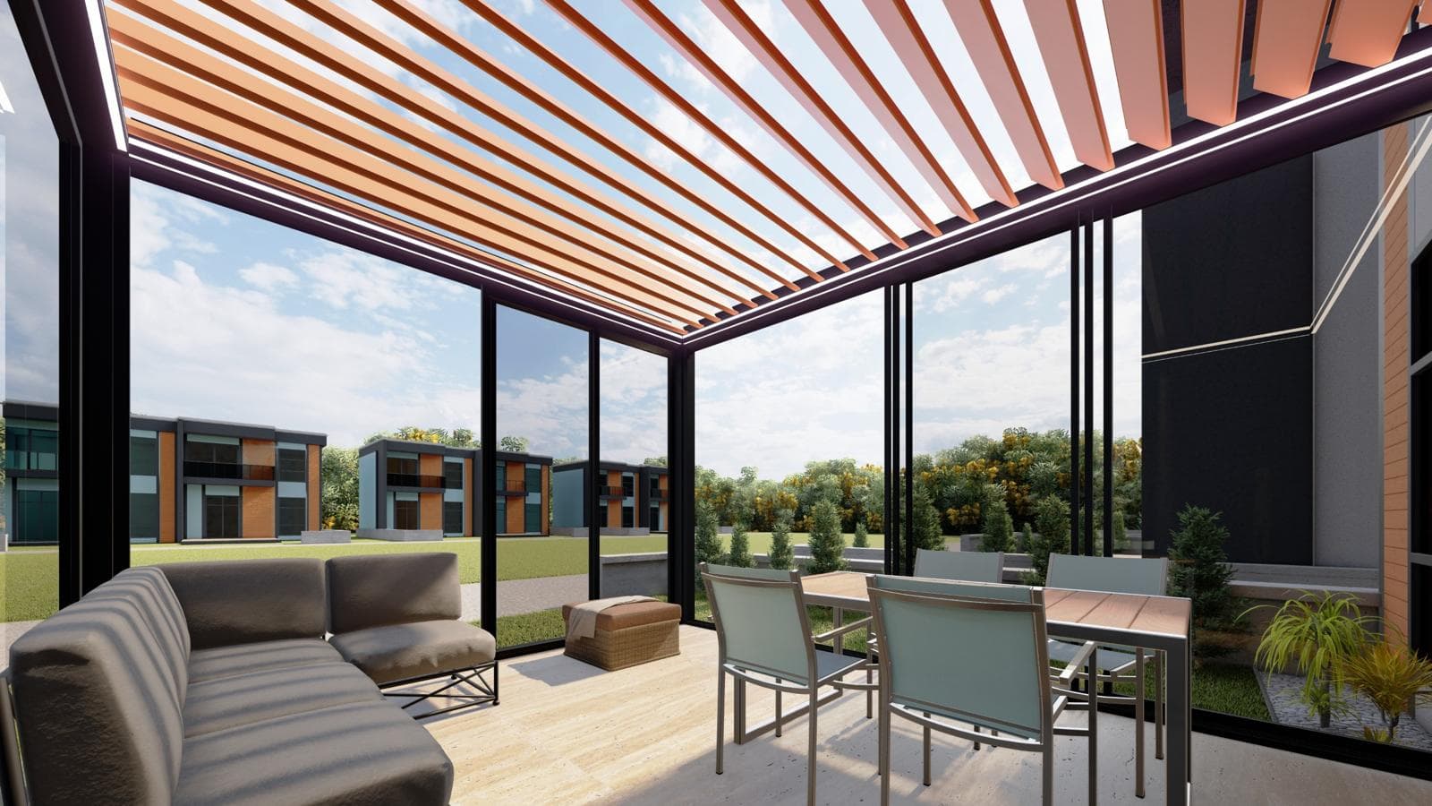 Pergola bioclimatica, ombreggiatura architettonica